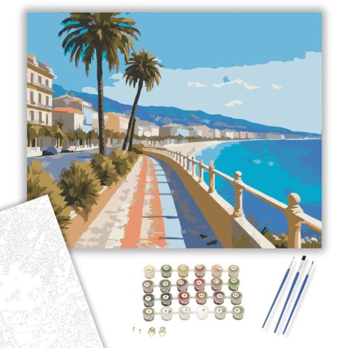 Nizzai Tengerparti Sétány - számfestő készlet - Számfestő.hu - 40×50cm - keret nélkül