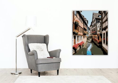 Strasbourgi Fachwerkházak és Csatorna - számfestő készlet - Számfestő.hu - 40×50cm - keret nélkül