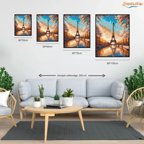 Eiffel-torony Tavaszi Virágzásban - számfestő készlet - Számfestő.hu - 40×50cm - Keret nélkül
