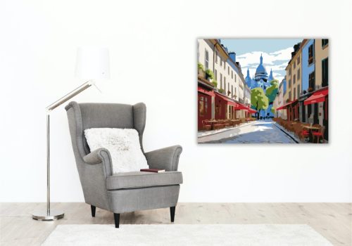 Montmartre-i Utcakép és Sacré-Cœur - számfestő készlet - Számfestő.hu - 40×50cm - keret nélkül