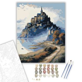 Mont Saint-Michel Ködös Reggel - számfestő készlet - Számfestő.hu - 40×50cm - keret nélkül