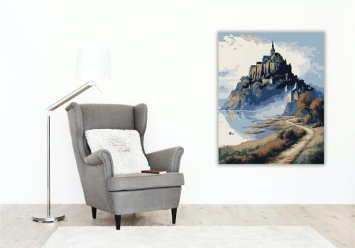Mont Saint-Michel Ködös Reggel - számfestő készlet - Számfestő.hu - 40×50cm - keret nélkül