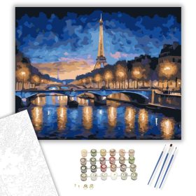 Eiffel-torony Éjszakai Fényekben - számfestő készlet - Számfestő.hu - 40×50cm - keret nélkül