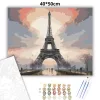 Eiffel-torony Ködfátyolban - számfestő készlet - Számfestő.hu - 40×50cm - Keret nélkül