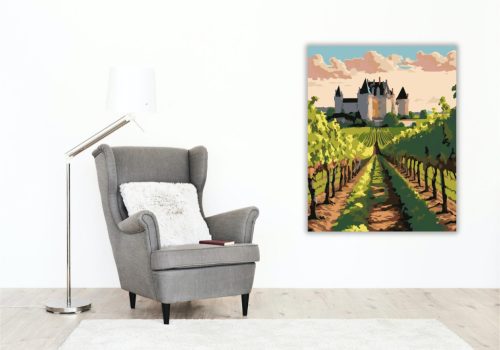 Loire-völgyi Szőlőskert Kastéllyal - számfestő készlet - Számfestő.hu - 60×70cm - keret nélkül