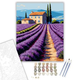 Provence-i Levendulamező és Kőház - számfestő készlet - Számfestő.hu - 40×50cm - keret nélkül