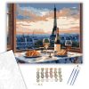 Eiffel-torony és Párizsi Kávézó - számfestő készlet - Számfestő.hu - 40×50cm - keret nélkül