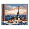 Eiffel-torony és Párizsi Kávézó - számfestő készlet - Számfestő.hu - 40×50cm - Keret nélkül