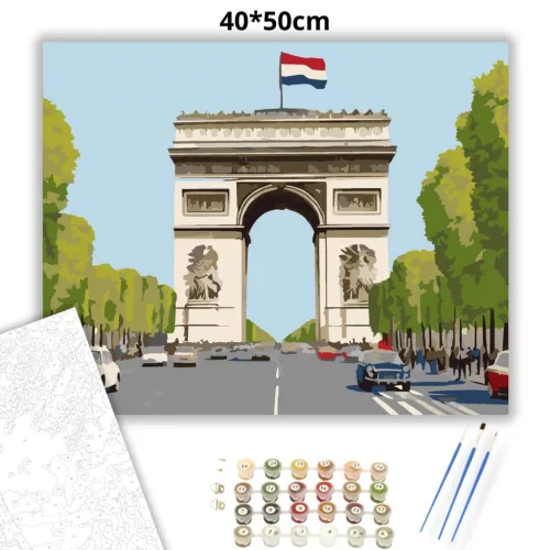 Diadalív és a Champs-Élysées - számfestő készlet - Számfestő.hu - 40×50cm - Keret nélkül
