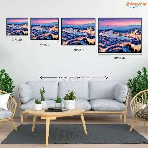 Budapesti Panoráma a Citadelláról - számfestő készlet - Számfestő.hu - 40×50cm - Keret nélkül