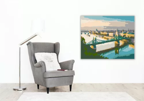 Szabadság híd a Gellért-hegyről - számfestő készlet - Számfestő.hu - 40×50cm - keret nélkül