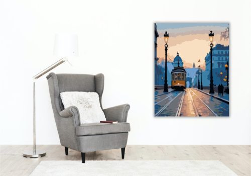 Lánchíd Alkonyati Villamos - számfestő készlet - Számfestő.hu - 60×70cm - keret nélkül