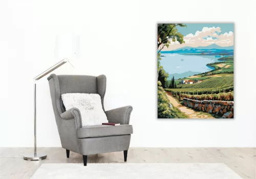 Badacsonyi Kilátás Szőlőkkel - számfestő készlet - Számfestő.hu - 80×100cm - keret nélkül