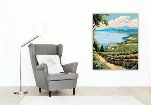 Badacsonyi Kilátás Szőlőkkel - számfestő készlet - Számfestő.hu - 40×50cm - Keret nélkül