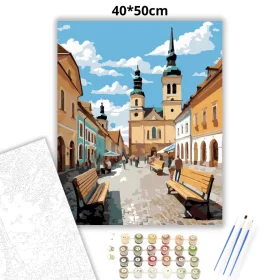 Eger Főtere a Minorita Templommal - számfestő készlet - Számfestő.hu - 40×50cm - Keret nélkül