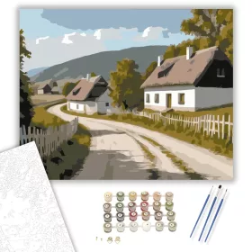 Őrségi Falu Tájkép - számfestő készlet - Számfestő.hu - 40×50cm - keret nélkül