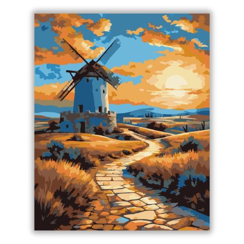 La Mancha Szélmalmai Naplementében - Számfestő.hu