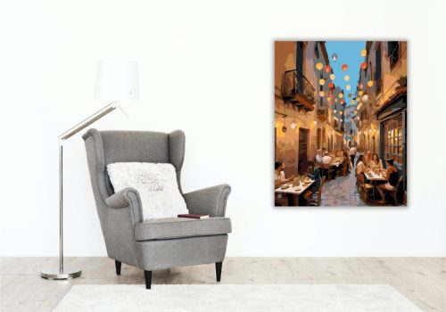 Tapas Esték Barcelonában - számfestő készlet - Számfestő.hu - 40×50cm - keret nélkül