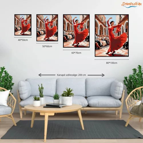 Flamenco Táncos Cordobai Udvarban - számfestő készlet - Számfestő.hu - 40×50cm - Keret nélkül