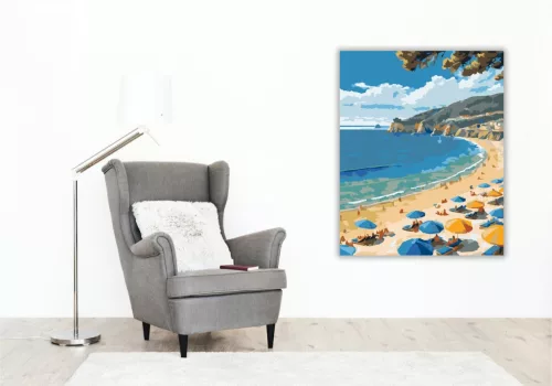 San Sebastián Tengerpart - számfestő készlet - Számfestő.hu - 40×50cm - keret nélkül