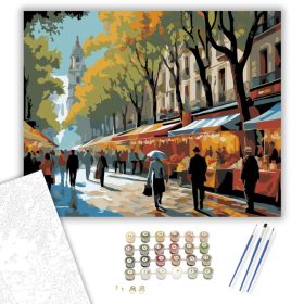 La Rambla Barcelonában - számfestő készlet - Számfestő.hu - 40×50cm - keret nélkül