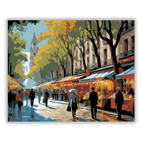 La Rambla Barcelonában - számfestő készlet - Számfestő.hu