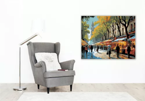 La Rambla Barcelonában - számfestő készlet - Számfestő.hu - 80×100cm - keret nélkül