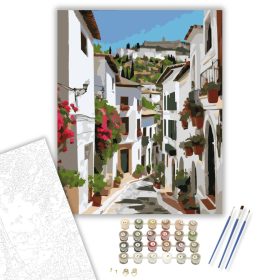 Granadai Utca és Alhambra - számfestő készlet - Számfestő.hu - 40×50cm - keret nélkül