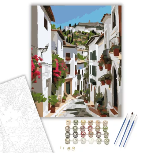 Granadai Utca és Alhambra - számfestő készlet - Számfestő.hu - 60×70cm - keret nélkül