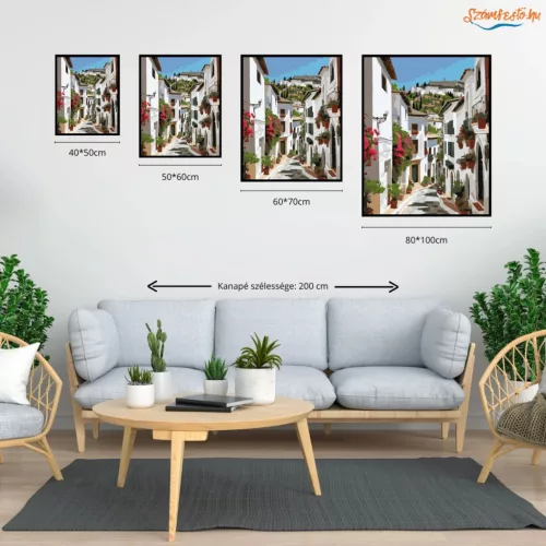 Granadai Utca és Alhambra - számfestő készlet - Számfestő.hu - 40×50cm - Keret nélkül