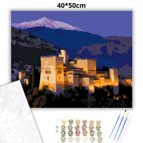 Alhambra Granada Délutáni Fényekben - számfestő készlet - Számfestő.hu - 40×50cm - Keret nélkül