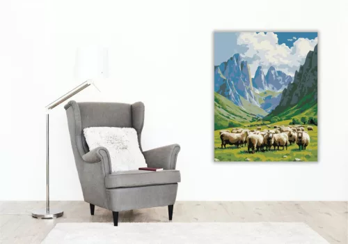 Picos de Europa Hegyi Táj - számfestő készlet - Számfestő.hu - 50×60cm - keret nélkül