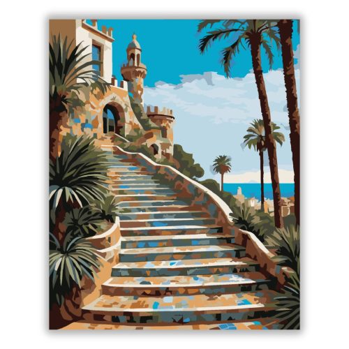 Park Güell Lépcső Barcelonában - Számfestő.hu