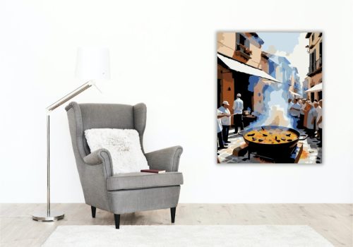 Paella Főzés Valenciában - számfestő készlet - Számfestő.hu - 60×70cm - keret nélkül