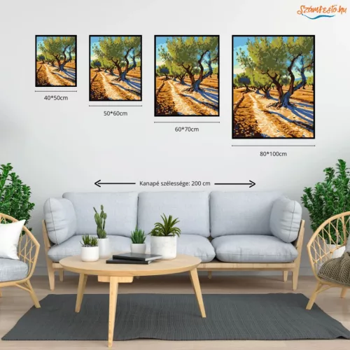 Andalúziai Olajfaliget - számfestő készlet - Számfestő.hu - 40×50cm - Keret nélkül