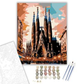 Sagrada Família Naplementében - számfestő készlet - Számfestő.hu - 40×50cm - keret nélkül
