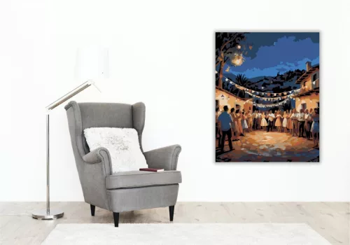 Spanyol Falu Esti Fiesta - számfestő készlet - Számfestő.hu - 60×70cm - keret nélkül