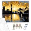 Big Ben és a Westminster Palota Naplementében - számfestő készlet - Számfestő.hu - 40×50cm - keret nélkül