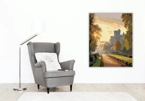 Windsor Kastély Napkeltekor - számfestő készlet - Számfestő.hu - 40×50cm - keretre feszítve
