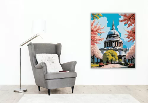Szent Pál-székesegyház Tavaszi Virágzásban - számfestő készlet - Számfestő.hu - 60×70cm - keret nélkül