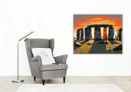 Stonehenge Naplementében - számfestő készlet - Számfestő.hu - 40×50cm - keret nélkül