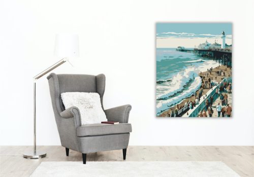 Brighton Tengerparti Látkép - számfestő készlet - Számfestő.hu - 40×50cm - keretre feszítve