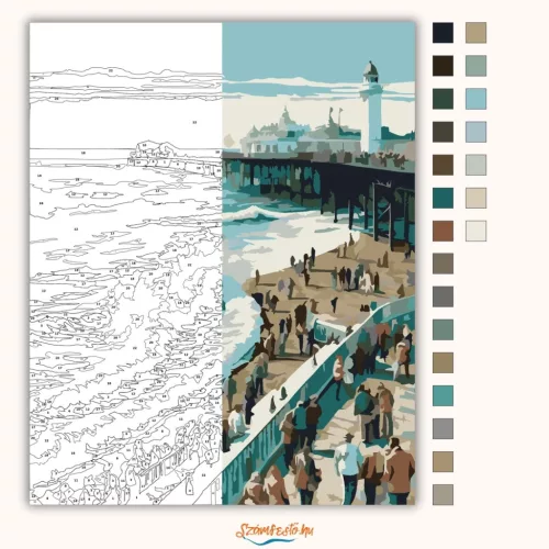Brighton Tengerparti Látkép - számfestő készlet - Számfestő.hu - 40×50cm - Keret nélkül