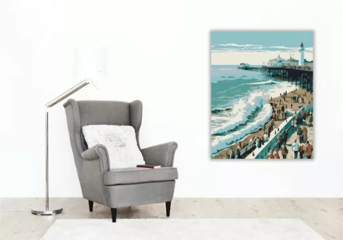 Brighton Tengerparti Látkép - számfestő készlet - Számfestő.hu - 40×50cm - Keret nélkül