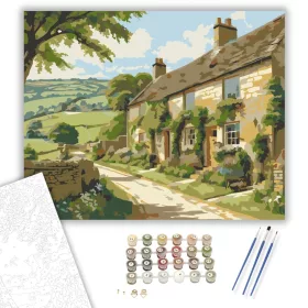 Cotswolds Falusi Táj - számfestő készlet - Számfestő.hu - 40×50cm - keret nélkül