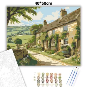 Cotswolds Falusi Táj - számfestő készlet - Számfestő.hu - 40×50cm - Keret nélkül