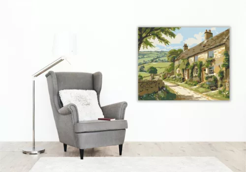 Cotswolds Falusi Táj - számfestő készlet - Számfestő.hu - 50×60cm - keret nélkül