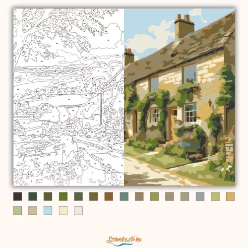 Cotswolds Falusi Táj - számfestő készlet - Számfestő.hu - 40×50cm - Keret nélkül