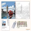 Big Ben és a Piros Busz - számfestő készlet - Számfestő.hu - 40×50cm - Keret nélkül