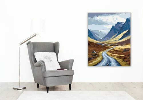Skót Felföld Vadregényes Táj - számfestő készlet - Számfestő.hu - 50×60cm - keret nélkül